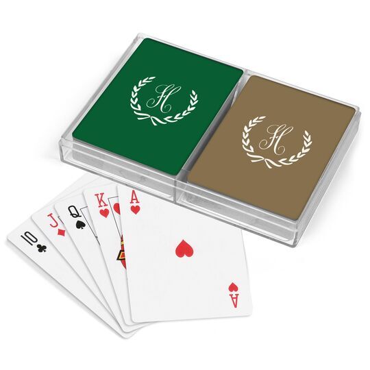 Laurel Wreath with Initial Double Deck Playing Cards